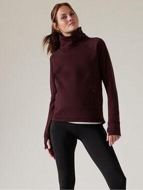 Athleta Altitude Polartec Funnel Neck Sweatshirt Spiced Cabernet Size Medium